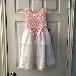 Rare Editions Pink and White Basket Weave Dress